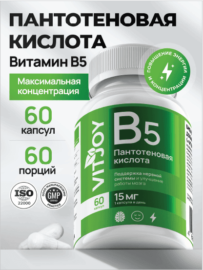 VITJOY Витамин B5 Пантотеновая кислота капсулы 60 шт